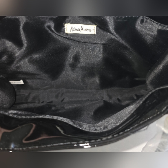 Neiman Marcus VINTAGE Purse Black Patent Vinyl Lucite Double Handle Tote Bag - Picture 7 of 11